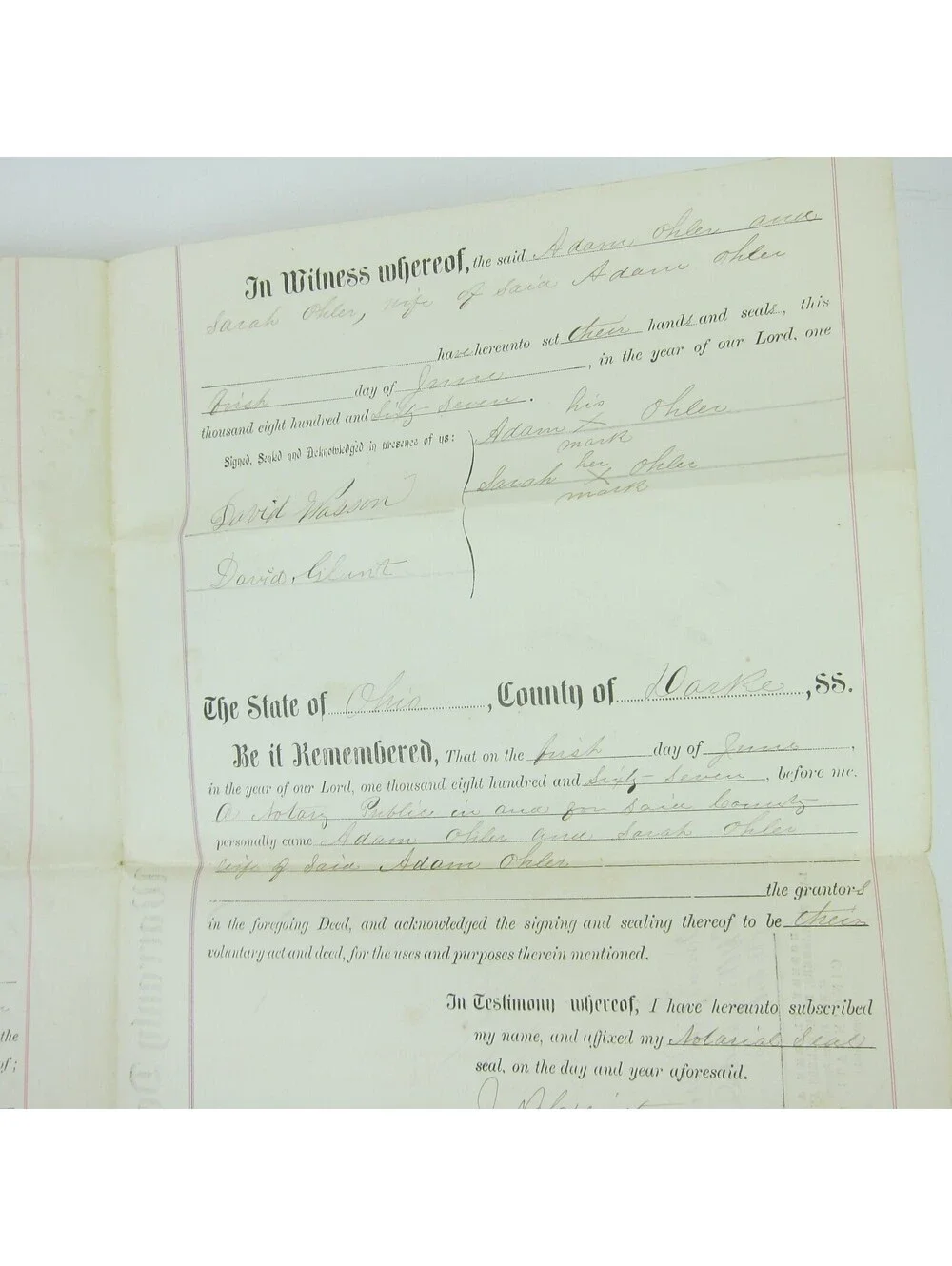 US Revenue Stamp 50 cent Scott R60 on Darke County Ohio Deed Ohler McClure 1867